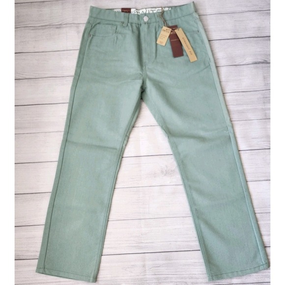 Men's Mint Green Straight Fit Denim Jeans 34x32 - Picture 1 of 9